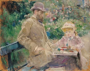 Eugene Manet (1833-92) mit seiner Tochter in Bougival, ca. 1881
